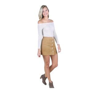 ALTAR'D STATE Camel Corduroy Mini Skirt, Size Large - NWT